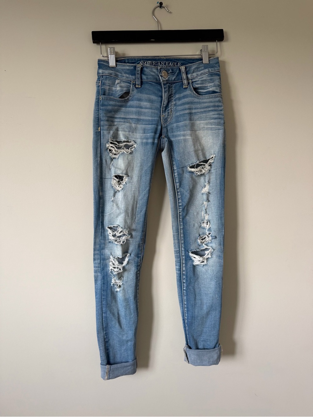 American Eagle Distressed Jeggings Size 0 Regular